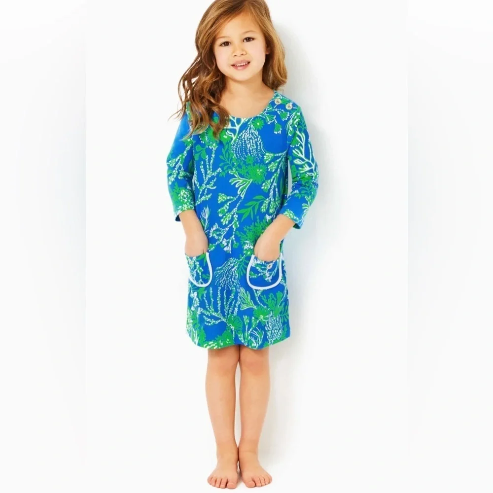NWT! Lilly Pulitzer Girls 8-10 Mackenzie Dress in Briny Blue